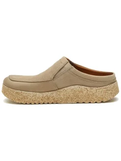 Leren clogs beige