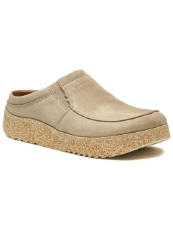 Leren clogs beige