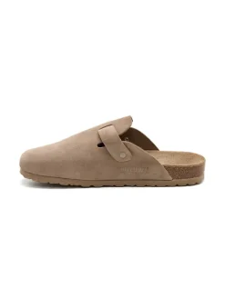 Leren clogs beige