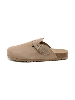 Leren clogs beige