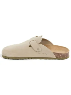 Leren clogs beige