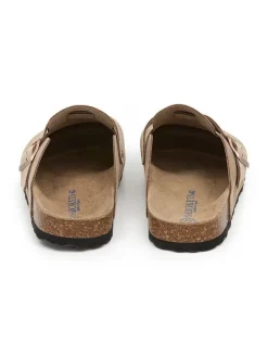 Leren clogs beige