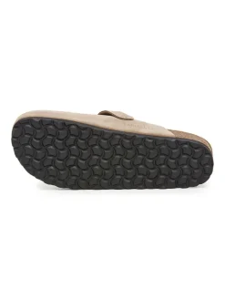 Leren clogs beige