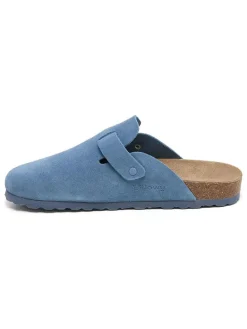 Leren clogs blauw