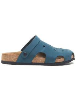 Leren clogs blauw