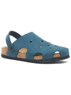 Leren clogs blauw