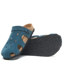 Leren clogs blauw