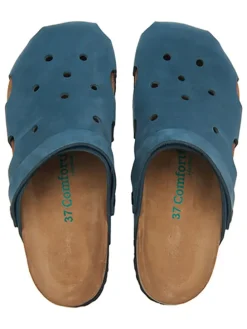 Leren clogs blauw
