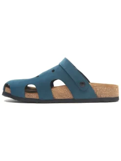 Leren clogs blauw