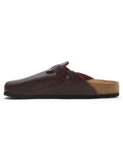 Leren clogs bordeaux