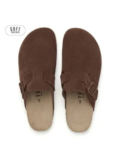 Leren clogs bruin