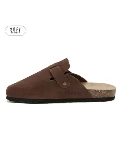 Leren clogs bruin