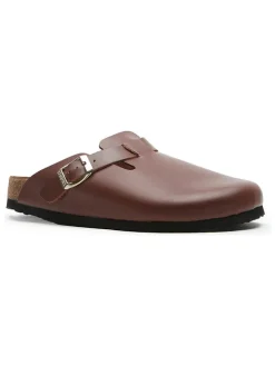 Leren clogs bruin