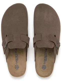 Leren clogs bruin