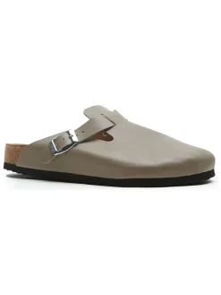 Leren clogs grijs