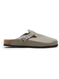 Leren clogs grijs
