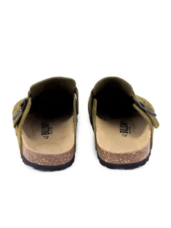 Leren clogs kaki