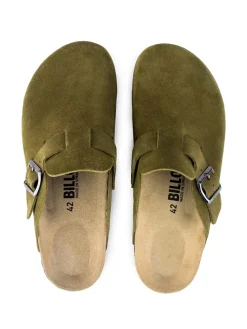 Leren clogs kaki