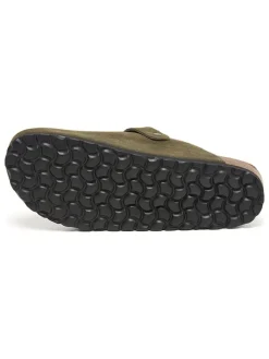 Leren clogs kaki