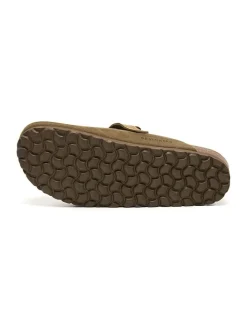 Leren clogs kaki