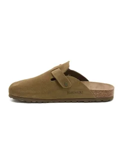 Leren clogs kaki