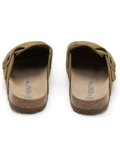 Leren clogs kaki
