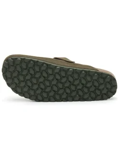 Leren clogs kaki