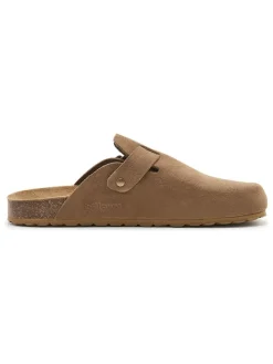 Leren clogs lichtbruin
