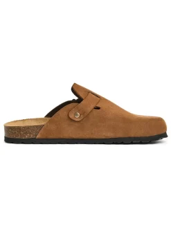 Leren clogs lichtbruin