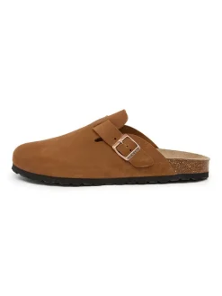 Leren clogs lichtbruin