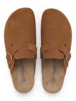 Leren clogs lichtbruin