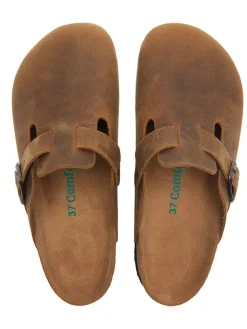 Leren clogs lichtbruin
