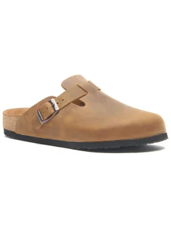 Leren clogs lichtbruin