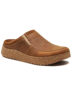 Leren clogs lichtbruin