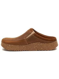 Leren clogs lichtbruin