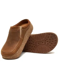 Leren clogs lichtbruin