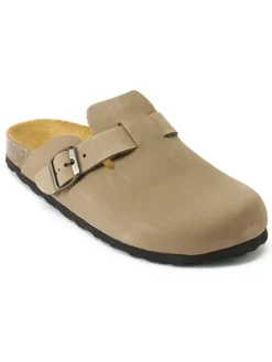 Leren clogs "Noe" taupe