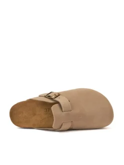 Leren clogs "Noe" taupe