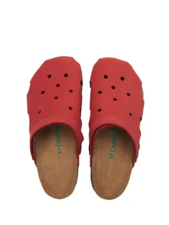 Leren clogs rood