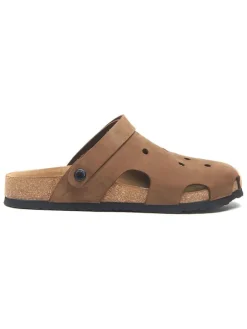 Leren clogs zandkleurig