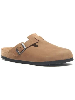 Leren clogs zandkleurig