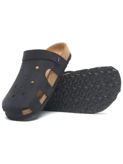 Leren clogs zwart