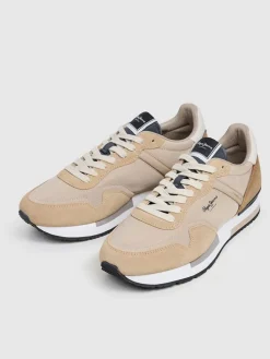 Leren hardloopschoenen beige