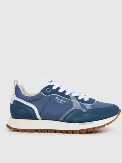 Leren hardloopschoenen blauw