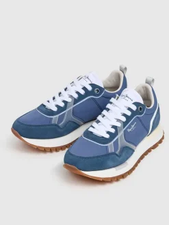 Leren hardloopschoenen blauw