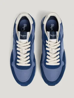 Leren hardloopschoenen blauw