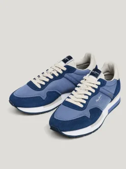 Leren hardloopschoenen blauw