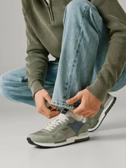 Leren hardloopschoenen groen