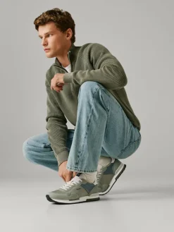 Leren hardloopschoenen groen