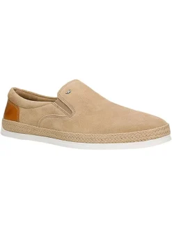 Leren instappers beige